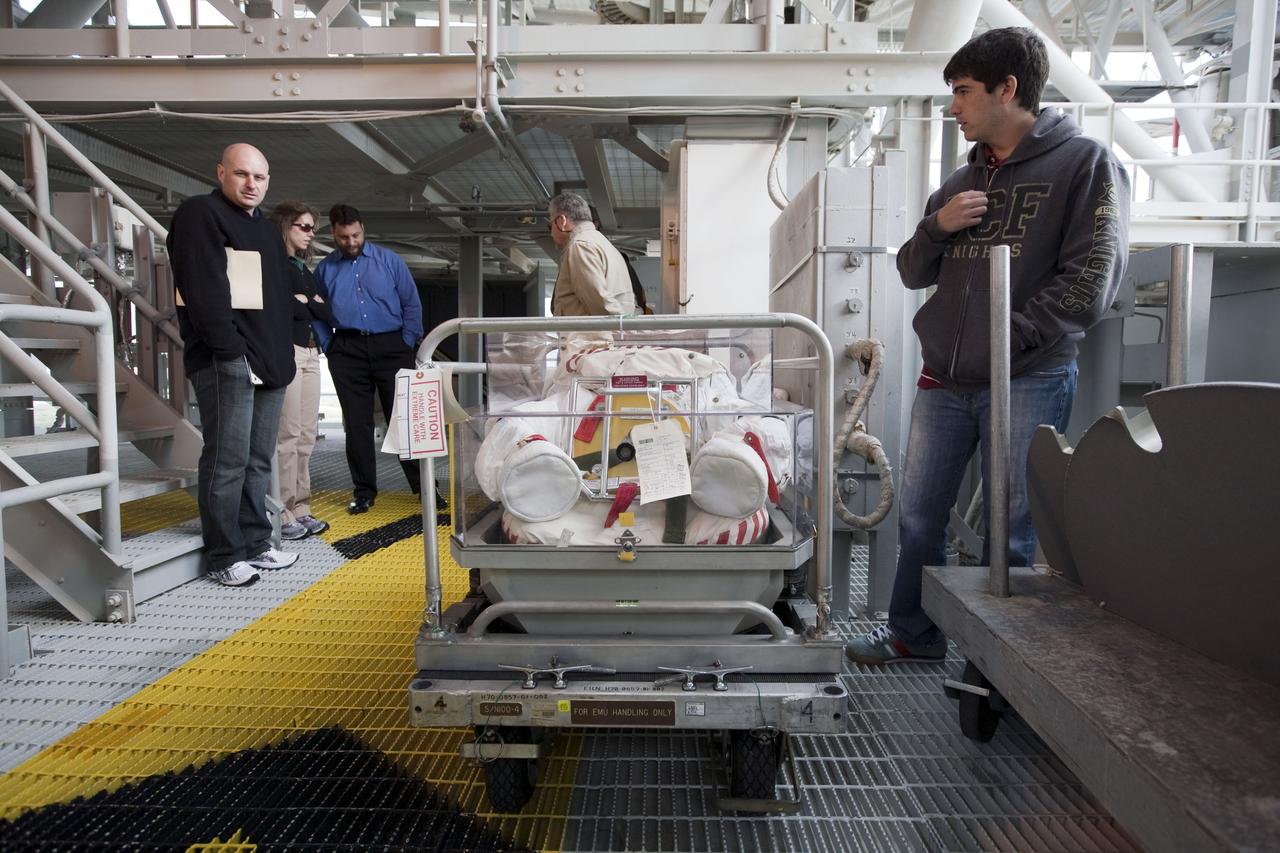 STS-131 EVA SUITS STOWED IN DISCOVERY