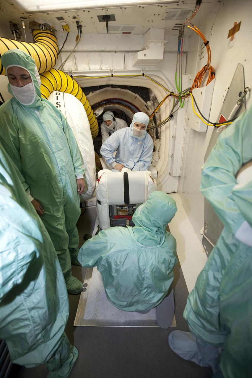 STS-131 EVA SUITS STOWED IN DISCOVERY