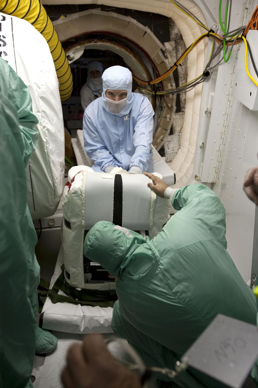 STS-131 EVA SUITS STOWED IN DISCOVERY