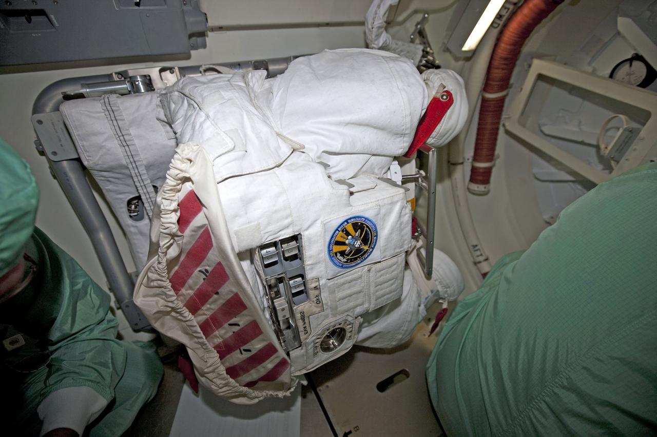 STS-131 EVA SUITS STOWED IN DISCOVERY