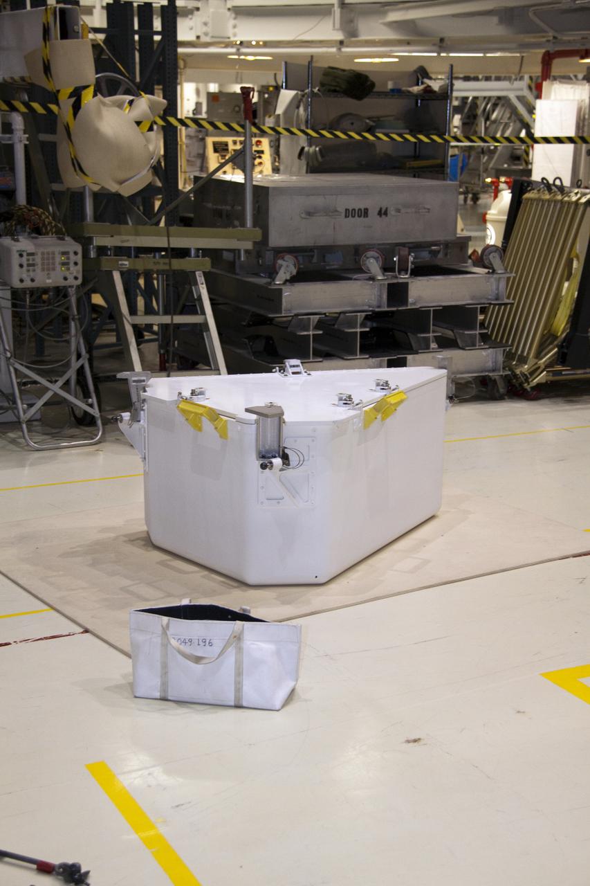 CAPE CANAVERAL, Fla. – In Orbiter Processing Facility-1 at NASA's Kennedy Space Center in Florida, preparations are under way to lift the tool stowage assembly into space shuttle Atlantis' payload bay. The assembly contains tools and hardware that will be needed on the extravehicular activities, or spacewalks, conducted during the STS-132 mission. On STS-132, the six-member crew will deliver an Integrated Cargo Carrier and a Russian-built Mini-Research Module to the International Space Station. STS-132 is the 34th mission to the station and the 132nd space shuttle mission. Launch is targeted for May 14. For information on the STS-132 mission, visit http:__www.nasa.gov_mission_pages_shuttle_shuttlemissions_sts132_index.html. Photo credit: NASA_Jack Pfaller