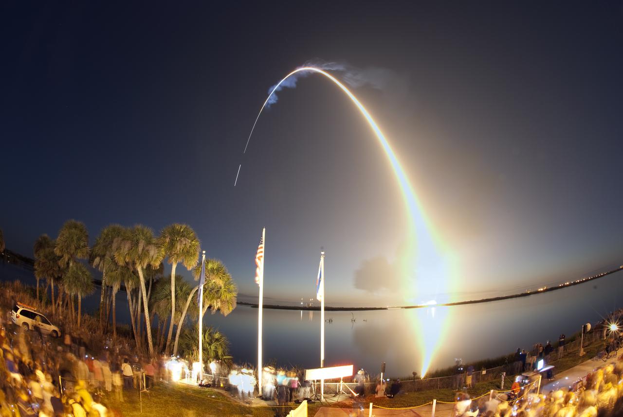 CAPE CANAVERAL, Fla. - Time-elapsed photography captures space shuttle Discovery's path to orbit. Liftoff from Launch Pad 39A at NASA's Kennedy Space Center in Florida was at 6:21 a.m. EDT April 5 on the STS-131 mission. The seven-member crew will deliver the multi-purpose logistics module Leonardo, filled with supplies, a new crew sleeping quarters and science racks that will be transferred to the International Space Station's laboratories. The crew also will switch out a gyroscope on the station’s truss, install a spare ammonia storage tank and retrieve a Japanese experiment from the station’s exterior. STS-131 is the 33rd shuttle mission to the station and the 131st shuttle mission overall. For information on the STS-131 mission and crew, visit http:__www.nasa.gov_mission_pages_shuttle_shuttlemissions_sts131_index.html. Photo credit: NASA_Ben Cooper