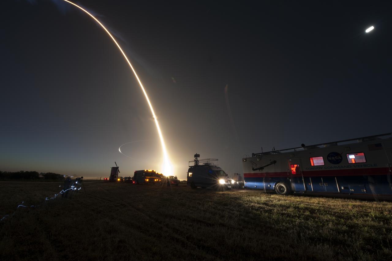 CAPE CANAVERAL, Fla. - Time-elapsed photography captures space shuttle Discovery's path as it races to orbit. Liftoff of the STS-131 mission from Launch Pad 39A at NASA's Kennedy Space Center in Florida was at 6:21 a.m. EDT April 5. The seven-member crew will deliver the multi-purpose logistics module Leonardo, filled with supplies, a new crew sleeping quarters and science racks that will be transferred to the International Space Station's laboratories. The crew also will switch out a gyroscope on the station’s truss, install a spare ammonia storage tank and retrieve a Japanese experiment from the station’s exterior. STS-131 is the 33rd shuttle mission to the station and the 131st shuttle mission overall. For information on the STS-131 mission and crew, visit http:__www.nasa.gov_mission_pages_shuttle_shuttlemissions_sts131_index.html. Photo credit: NASA_Carl Winebarger and Linda Perry