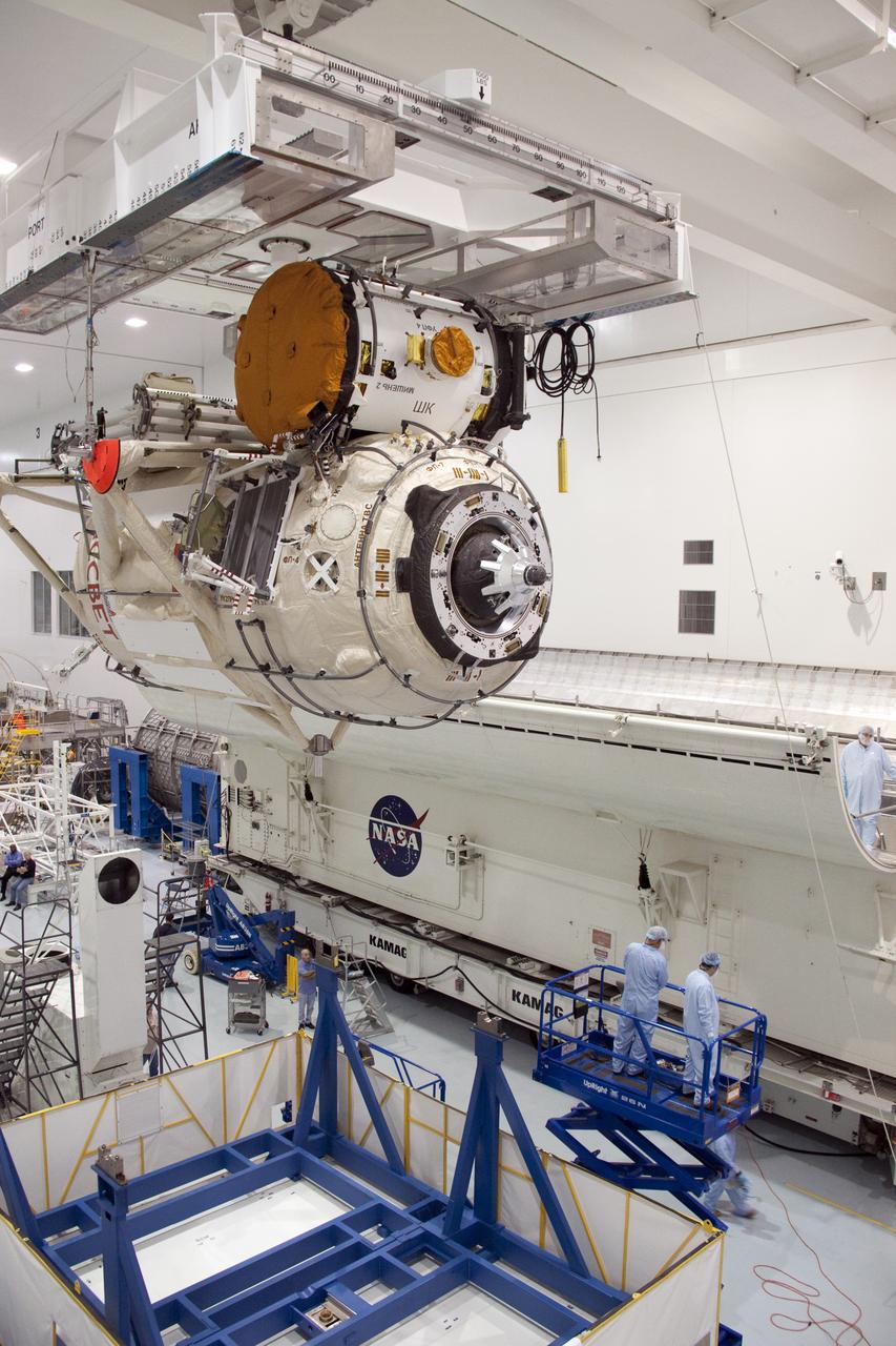 STS-132 MINI RESEARCH MODULE-1 INSTALL TO CANISTER