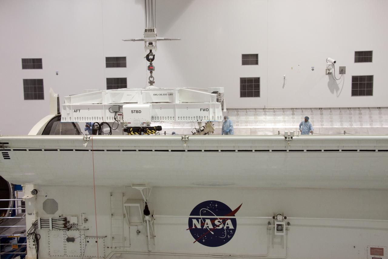 STS-132 MINI RESEARCH MODULE-1 INSTALL TO CANISTER