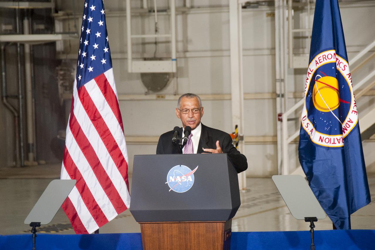 CAPE CANAVERAL, Fla. - In the Operations and Checkout Building at NASA's Kennedy Space Center in Florida, NASA Administrator Charles Bolden, opens the Conference on the American Space Program for the 21st Century following President Barack Obama's remarks describing the new course his administration is charting for NASA and the future of U.S. leadership in human spaceflight. The four break-out conference sessions that will take place in the Operations and Checkout Building and in the Kennedy Space Center Visitor Complex will include these topics: Increasing Access to and Utilization of the International Space Station; Jumpstarting the New Technologies to Take Us Beyond; Expanding our Reach into the Solar System and Harnessing Space to Expand Economic Opportunity. Photo credit: NASA_Jim Grossmann