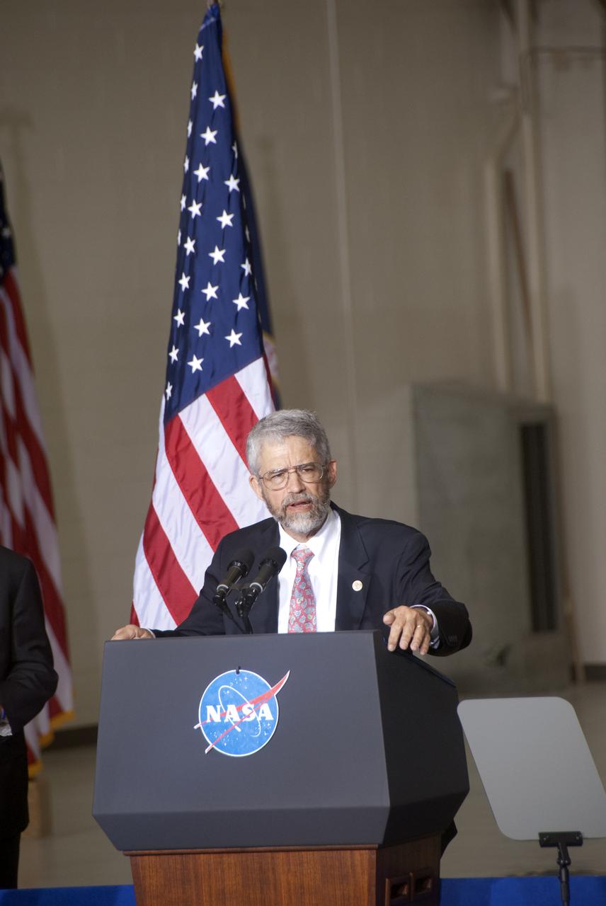CAPE CANAVERAL, Fla. - In the Operations and Checkout Building at NASA's Kennedy Space Center in Florida, John Holdren, assistant to the President for science and technology and director of the White House Office of Science and Technology Policy, co-hosts the official opening of the Conference on the American Space Program for the 21st Century following President Barack Obama's remarks describing the new course his administration is charting for NASA and the future of U.S. leadership in human spaceflight. The four break-out conference sessions that will take place in the Operations and Checkout Building and in the Kennedy Space Center Visitor Complex will include these topics: Increasing Access to and Utilization of the International Space Station; Jumpstarting the New Technologies to Take Us Beyond; Expanding our Reach into the Solar System and Harnessing Space to Expand Economic Opportunity. Photo credit: NASA_Jim Grossmann