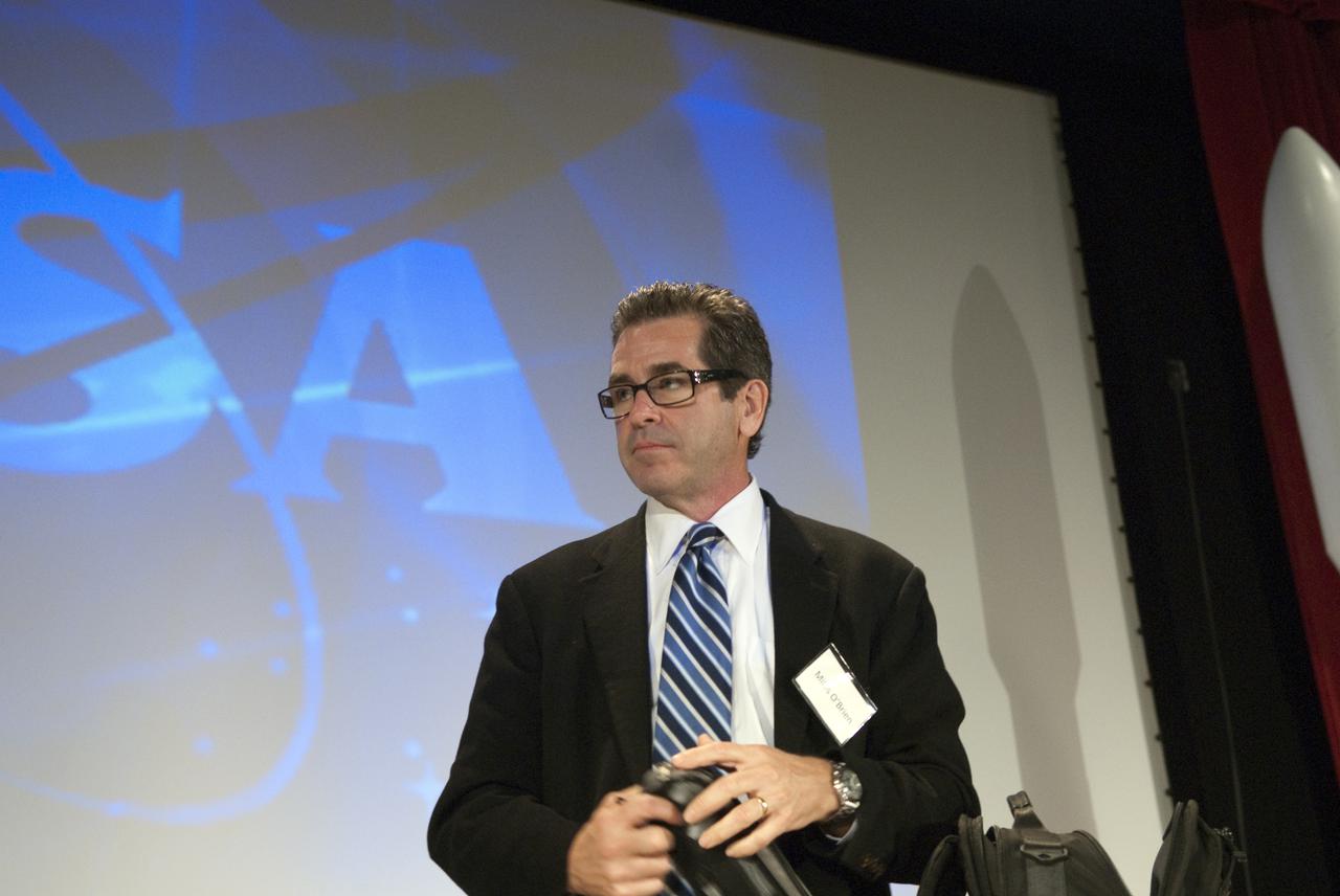 CAPE CANAVERAL, Fla.  - In the Astronaut Encounter Theater at the NASA Kennedy Space Center Visitor Complex in Florida, Miles O'Brien, a member of the NASA Advisory Council is one of the panel members that participated in the wrap up of the Conference on the American Space Program for the 21st Century. Photo Credit: NASA_Jim Grossmann
