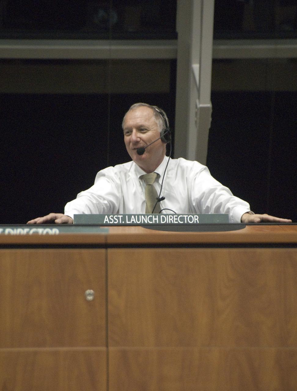 CAPE CANAVERAL, Fla. - In the Launch Control Center at NASA's Kennedy Space Center in Florida, NASA Assistant Launch Director Pete Nickolenko is pleased with the outcome of the tanking operations for space shuttle Atlantis' STS-132 mission being conducted from Firing Room 4.  Liftoff of the STS-132 mission is set for 2:20 p.m. EDT on May 14.  The six-member STS-132 crew will deliver the Russian-built Mini Research Module-1 to the International Space Station.  Named Rassvet, Russian for 'dawn,' the module is the second in a series of new pressurized components for Russia and will be permanently attached to the Earth-facing port of the Zarya control module.  Rassvet will be used for cargo storage and will provide an additional docking port to the station. Also aboard Atlantis is an Integrated Cargo Carrier, or ICC, an unpressurized flat bed pallet and keel yoke assembly used to support the transfer of exterior cargo from the shuttle to the station.  STS-132 is the 34th mission to the station and the last scheduled flight for Atlantis. For more information on the STS-132 mission objectives, payload and crew, visit http:__www.nasa.gov_mission_pages_shuttle_shuttlemissions_sts132_index.html. Photo Credit: NASA_Cory Huston