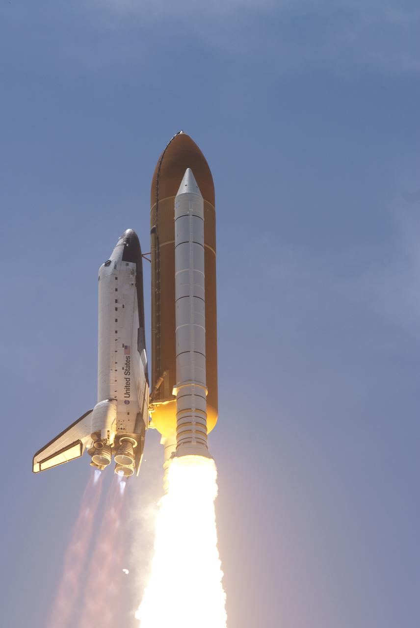 CAPE CANAVERAL, Fla. - Space shuttle Atlantis' twin solid rocket boosters and three main engines ignite to propel the spacecraft off NASA Kennedy Space Center's Launch Pad 39A and into orbit at 2:20 p.m. EDT on May 14. On board Atlantis, for its last planned flight, are six veteran NASA astronauts.  Atlantis' primary payload for the STS-132 mission is the Russian-built Mini Research Module-1, which will provide additional storage space and a new docking port for Russian Soyuz and Progress spacecraft aboard the International Space Station. STS-132 is the 132nd shuttle flight, the 32nd for Atlantis and the 34th shuttle mission dedicated to station assembly and maintenance. For more information on the STS-132 mission objectives, payload and crew, visit www.nasa.gov_mission_pages_shuttle_shuttlemissions_sts132_index.html. Photo credit: NASA_Rusty Backer and Michael Gayle