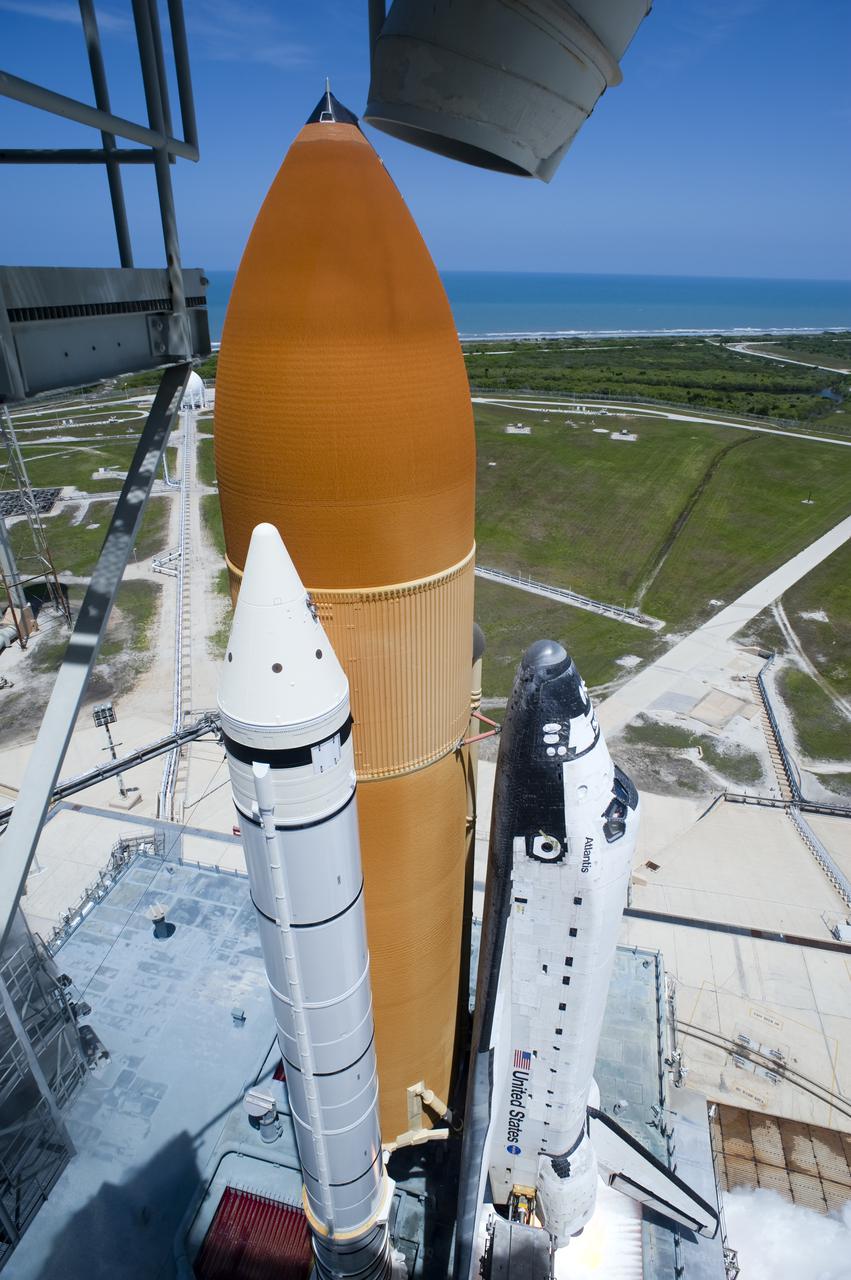 CAPE CANAVERAL, Fla. - Space shuttle Atlantis and its six STS-132 astronauts lift off seaside Launch Pad 39A at NASA's Kennedy Space Center in Florida at 2:20 p.m. EDT on May 14. Atlantis' primary payload for the STS-132 mission is the Russian-built Mini Research Module-1, which will provide additional storage space and a new docking port for Russian Soyuz and Progress spacecraft aboard the International Space Station. STS-132 is the 132nd shuttle flight, the 32nd for Atlantis and the 34th shuttle mission dedicated to station assembly and maintenance. For more information on the STS-132 mission objectives, payload and crew, visit www.nasa.gov_mission_pages_shuttle_shuttlemissions_sts132_index.html. Photo credit: NASA_Tony Gray and Tom Farrar