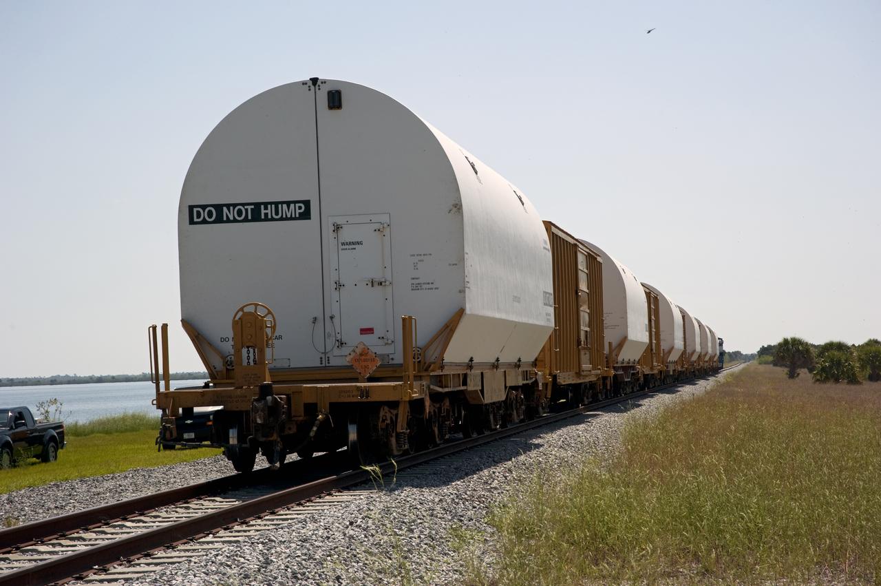 STS-335 LAUNCH ON NEED - LAST SRB SEGMENTS ARRIVAL - DRAW BRIDGE OVER BANANA RIVER