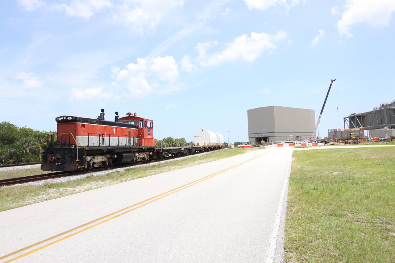 STS-335 Left Forward Segment on Train is Moved to RPSF