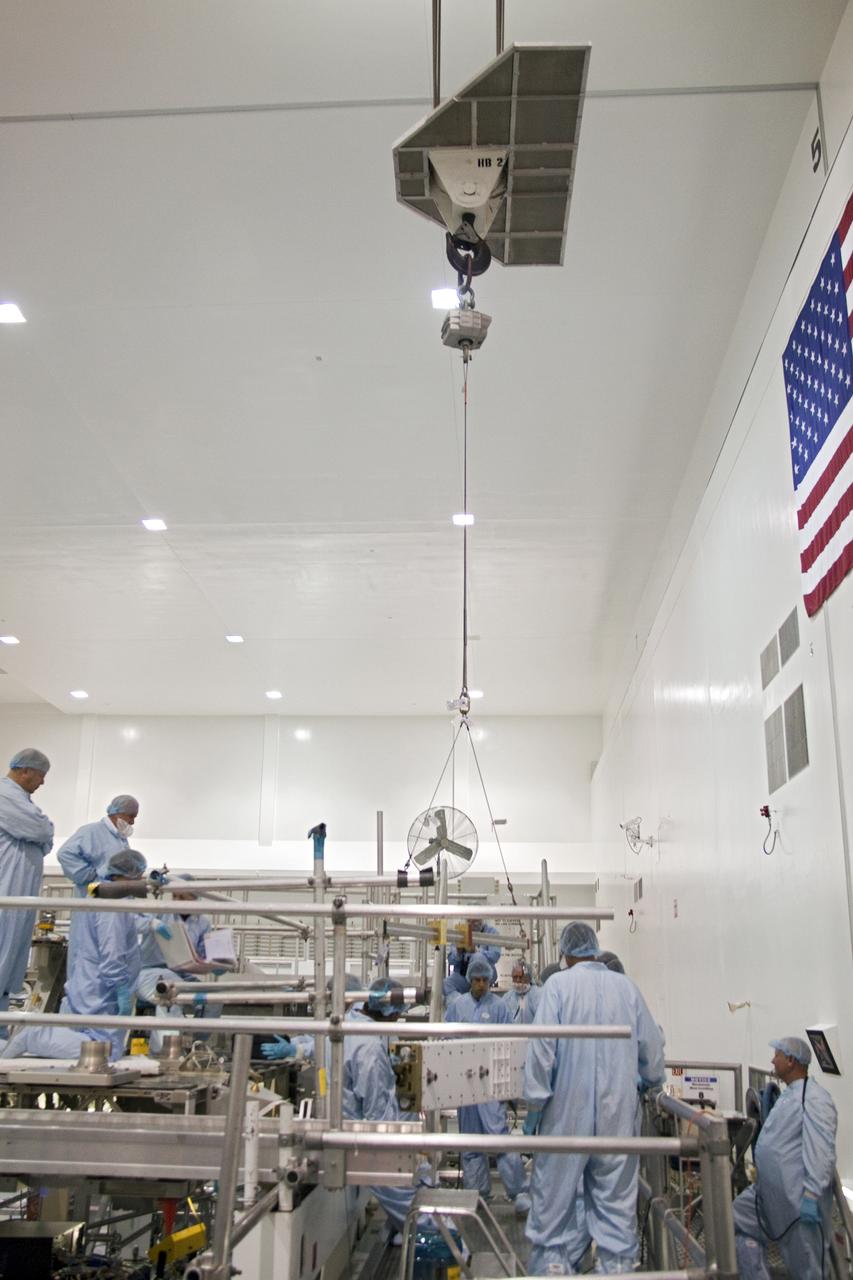 STS-133 EXPCA4 Lift to Work Stand