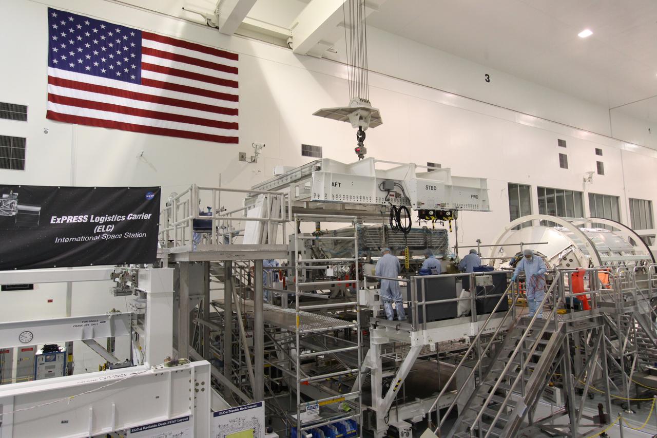 STS-133 Hoist of ELC-4 for Deck to Keel Mate