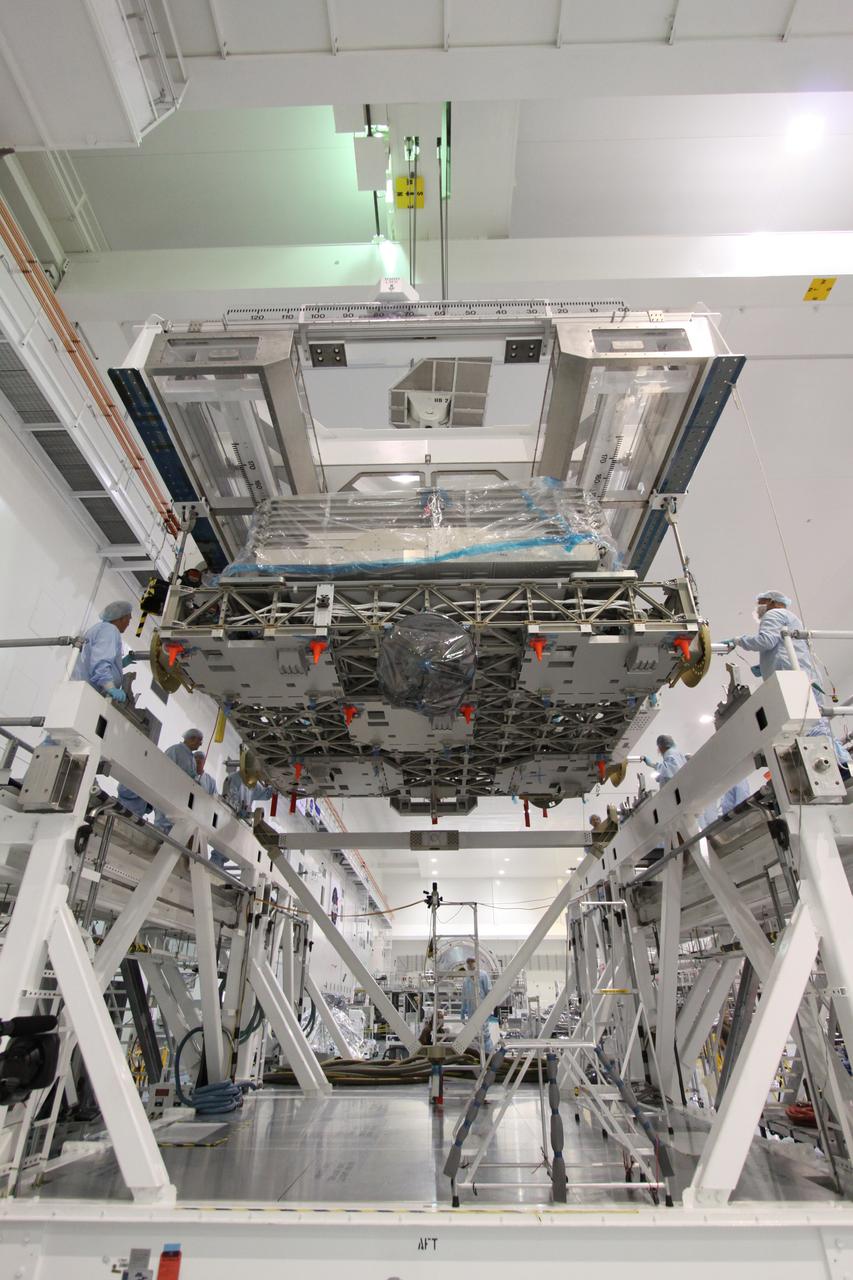 STS-133 Hoist of ELC-4 for Deck to Keel Mate