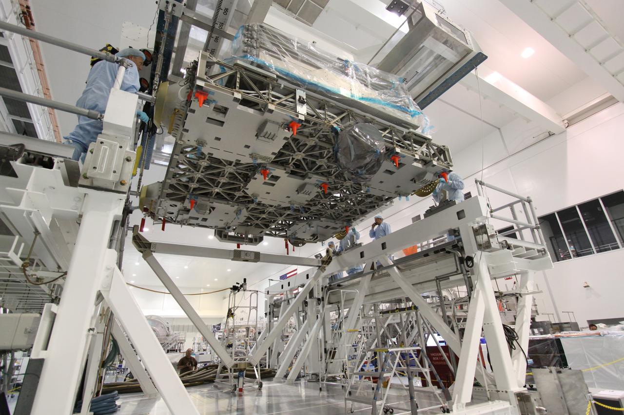 STS-133 Hoist of ELC-4 for Deck to Keel Mate