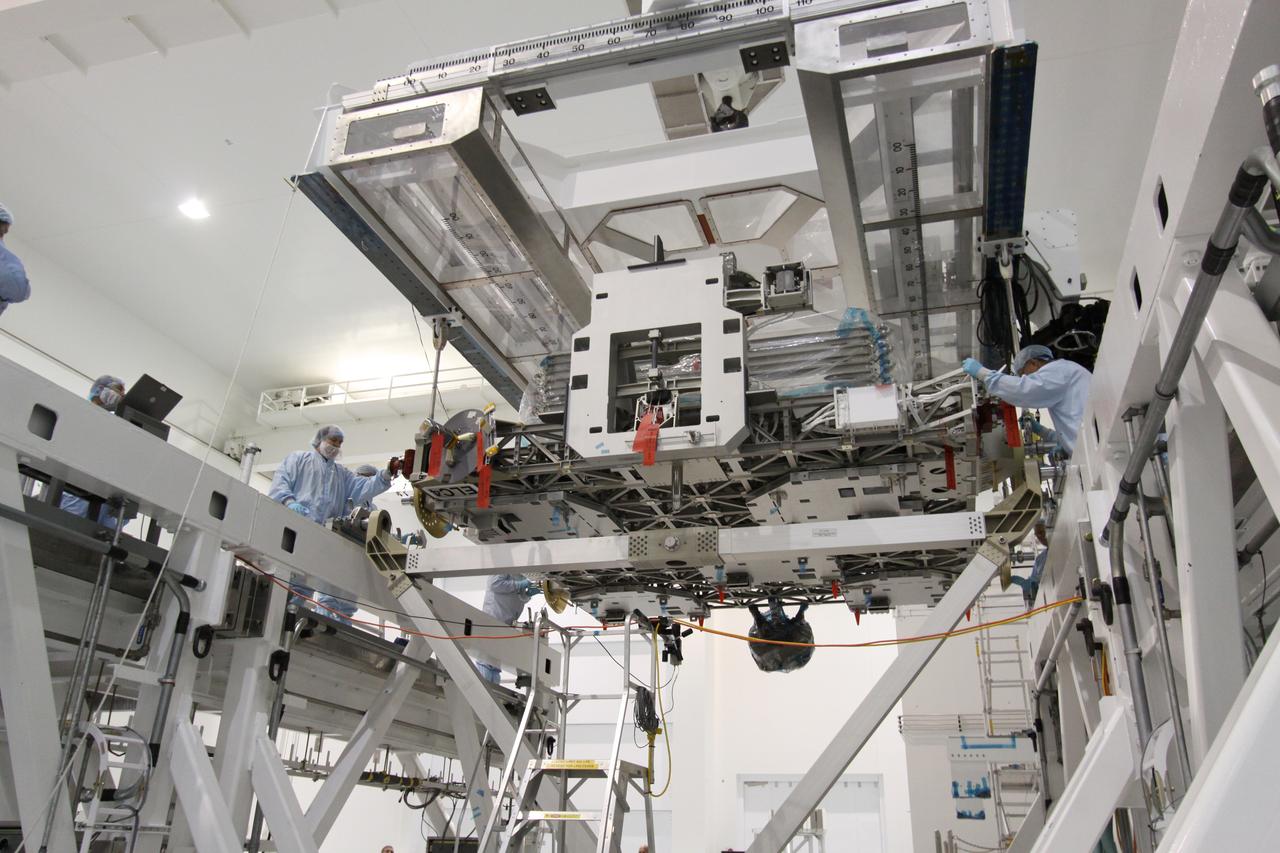 STS-133 Hoist of ELC-4 for Deck to Keel Mate