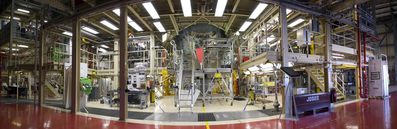 CAPE CANAVERAL, Fla. -- In Orbiter Processing Facility-3 at NASA's Kennedy Space Center in Florida, space shuttle Discovery is being processed for its upcoming mission to the International Space Station. Discovery and its crew of six will deliver the Express Logistics Carrier-4 filled with external payloads and experiments, as well as critical spare components to the station during the STS-133 mission targeted for Nov. 1. Photo credit: NASA_Frankie Martin