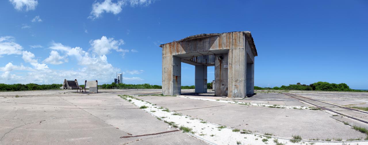 CAPE CANAVERAL, Fla. -- At Cape Canaveral Air Force Station in Florida stands the Launch Complex-34 launch platform. During the Apollo Program, Complex-34 was the site of the first Saturn I and Saturn IB launches, as well as the tragic fire in which the Apollo 1 astronauts lost their lives.   Apollo 7, the first crewed Apollo flight, was the last to launch from Complex-34. Subsequent Apollo mission launched from NASA Kennedy Space Center's Launch Complex 39.  Photo credit: NASA_Frankie Martin