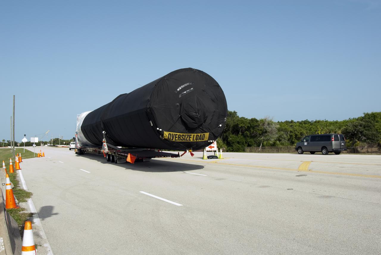 Space X 1st Stage Arrival at CCAFS Gate