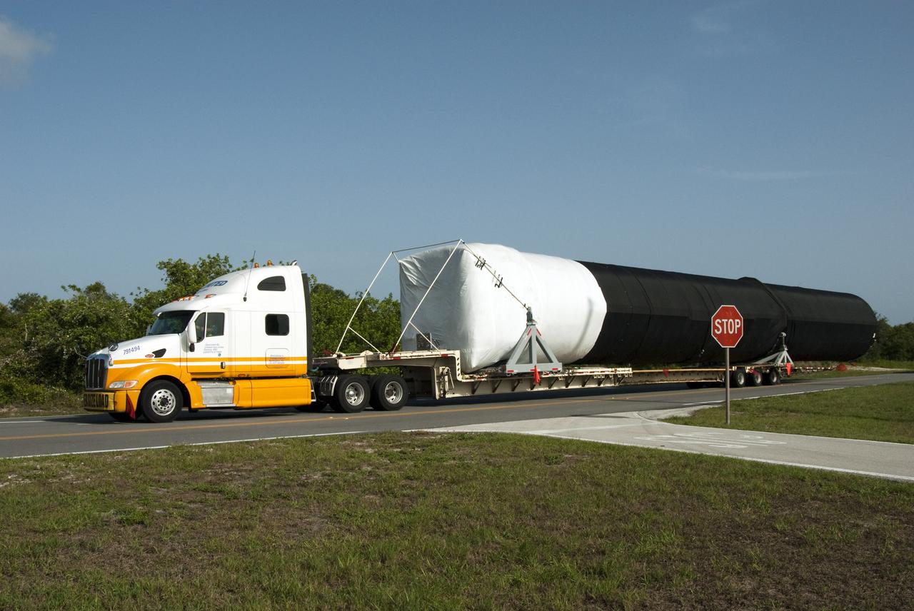 Space X 1st Stage Arrival at CCAFS Gate