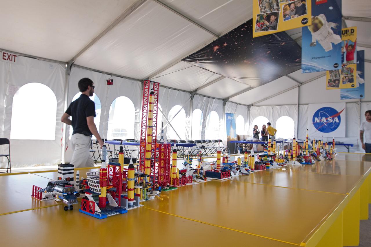 STS-133 LAUNCH L-1 LEGO EVENT FOR STUDENTS ON NASA CAUSEWAY