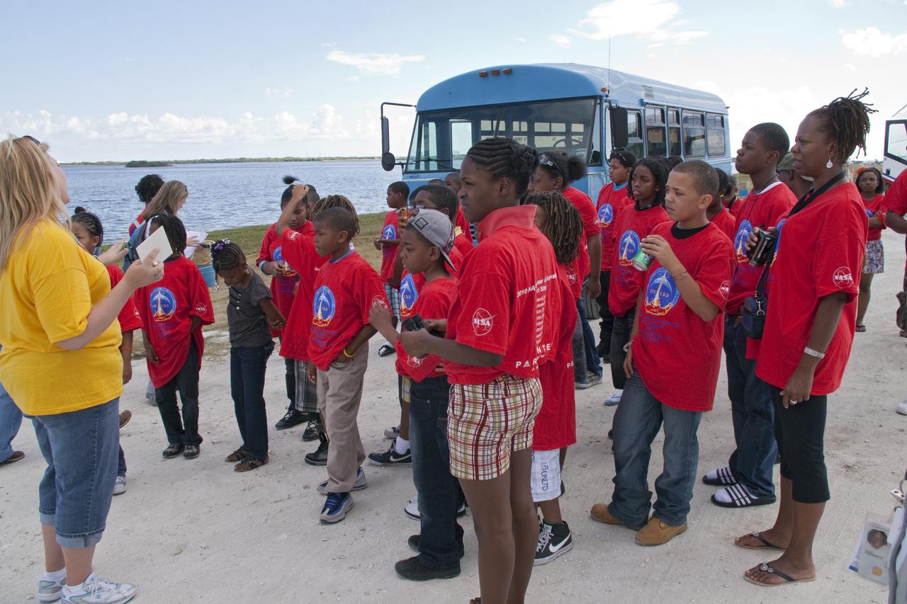 STS-133 LAUNCH L-1 LEGO EVENT FOR STUDENTS ON NASA CAUSEWAY