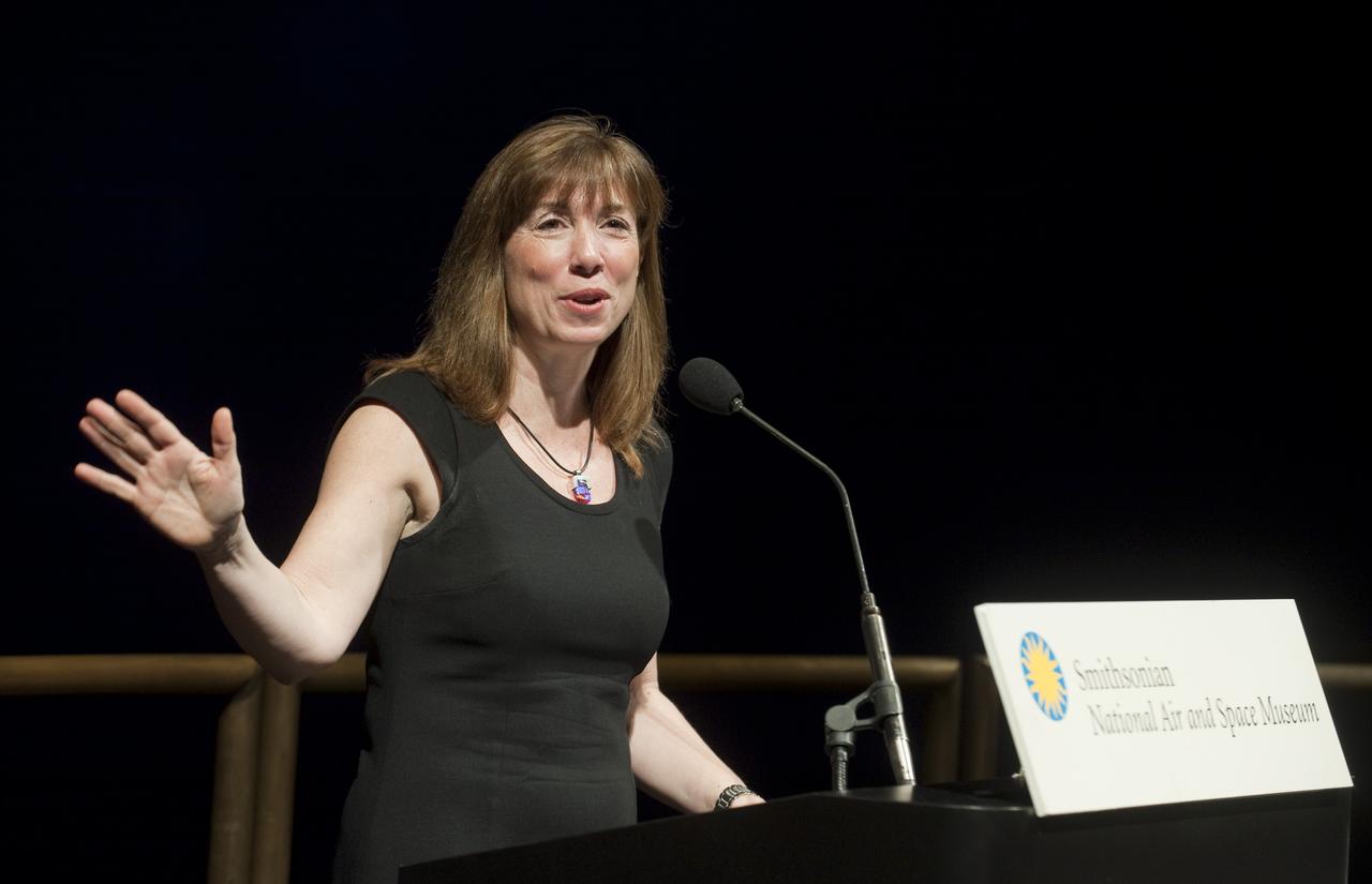 Lori Garver, NASA Deputy Administrator, speaks to the audience prior to the World Premiere of "Hubble 3D", screened at the Smithsonian's Air and Space Museum Tuesday evening, March 9, 2010, in Washington. Photo Credit: (NASA/Paul E. Alers)