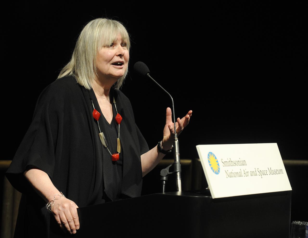 Producer/Director Toni Myers speaks to the audience prior to the World Premiere of "Hubble 3D", screened at the Smithsonian's Air and Space Museum Tuesday evening, March 9, 2010, in Washington. Photo Credit: (NASA/Paul E. Alers)