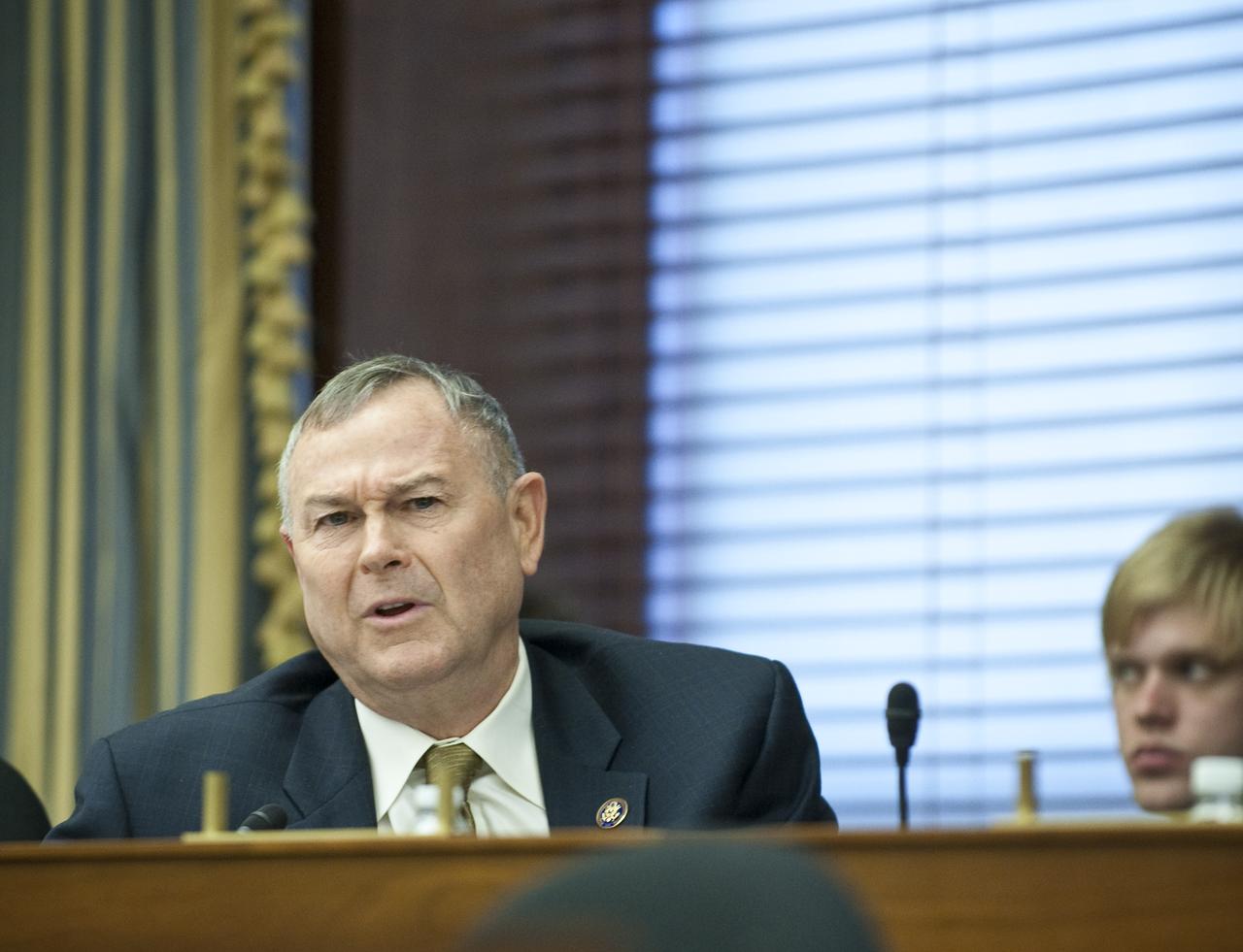 U.S. Congressman Dana Rohrabacher, R-CA, makes a point during the U.S. House of Representatives' Committee on Science and Technology, Subcommittee on Space and Aeronautics to discuss proposed changes to NASA's exploration program on Wednesday, March 24, 2010, on Capitol Hill in Washington.  Photo Credit: (NASA/Carla Cioffi) 