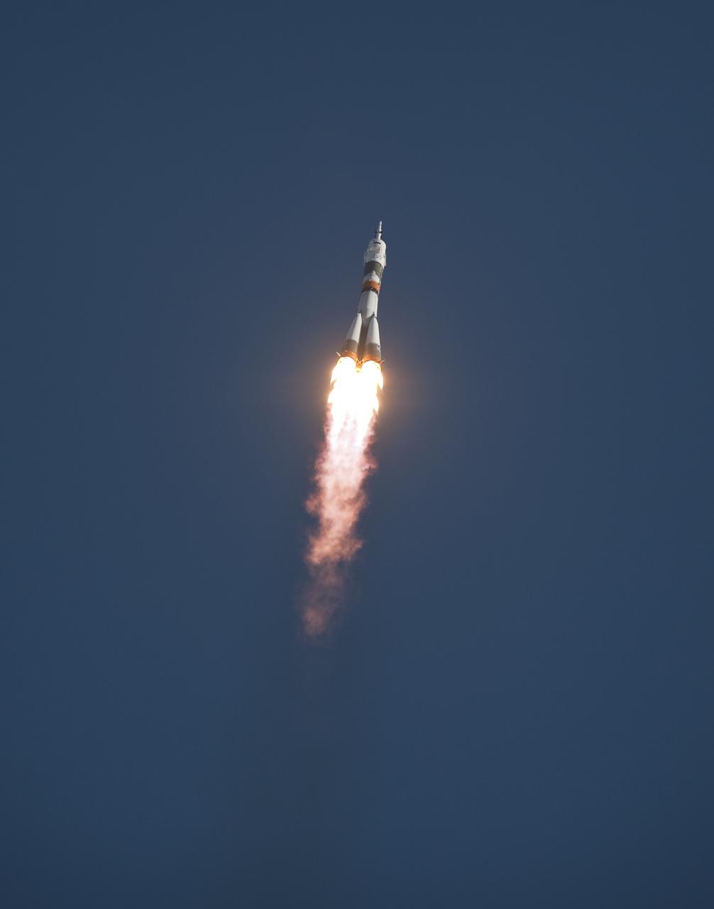 The Soyuz TMA-18 rocket launches from the Baikonur Cosmodrome in Kazakhstan on Friday, April 2, 2010 carrying Expedition 23 Soyuz Commander Alexander Skvortsov of Russia, Flight Engineer Mikhail Kornienko of Russia and NASA Flight Engineer Tracy Caldwell Dyson of the U.S. to the International Space Station. (Photo Credit: NASA/Bill Ingalls)