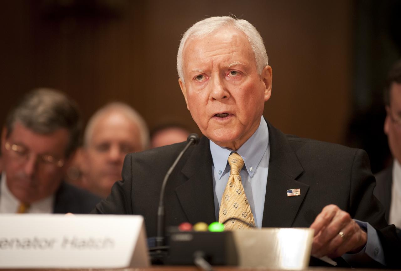 U.S. Sen. Orrin Hatch, R-Utah, testifies at a Senate Subcommittee on Commerce, Justice, Science, and Related Agencies of the Appropriations Committee hearing concerning the FY 2011 NASA Budget, Thursday, April 22, 2010 at the Dirksen Senate Office Building in Washington.  Photo Credit: (NASA/Bill Ingalls)