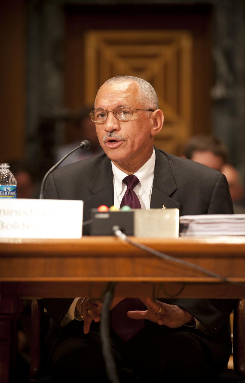 NASA Administrator Charles Bolden testifies at a Senate Subcommittee on Commerce, Justice, Science, and Related Agencies of the Appropriations Committee hearing concerning the FY 2011 NASA Budget, Thursday, April 22, 2010 at the Dirksen Senate Office Building in Washington. Photo Credit: (NASA/Bill Ingalls)