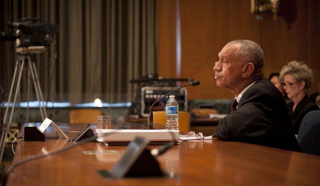 NASA Administrator Charles Bolden listens to questions during a Senate Subcommittee on Commerce, Justice, Science, and Related Agencies of the Appropriations Committee hearing concerning the FY 2011 NASA Budget, Thursday, April 22, 2010 at the Dirksen Senate Office Building in Washington.  Photo Credit: (NASA/Bill Ingalls)