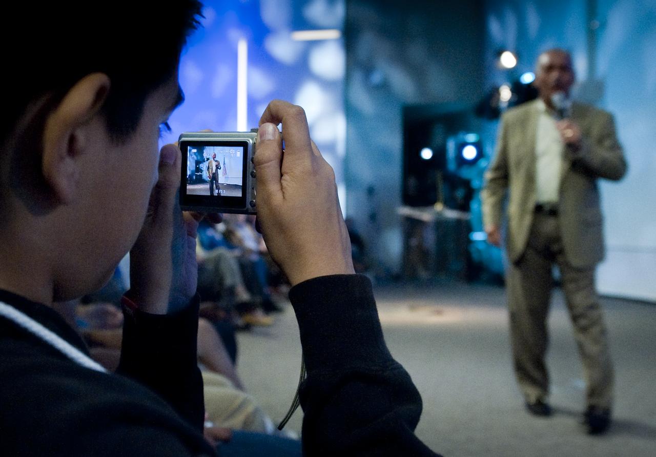 NASA Administrator Charles Bolden speaks with teachers and middle school students during the kick off of NASA's Summer of Innovation program at the Jet Propulsion Laboratory in Pasadena, Calif., Thursday, June 10, 2010. Through the program, NASA will engage thousands of middle school students and teachers in stimulating math and science-based education programs with the goal of increasing the number of future scientists, mathematicians, and engineers.  Photo Credit: (NASA/Bill Ingalls)