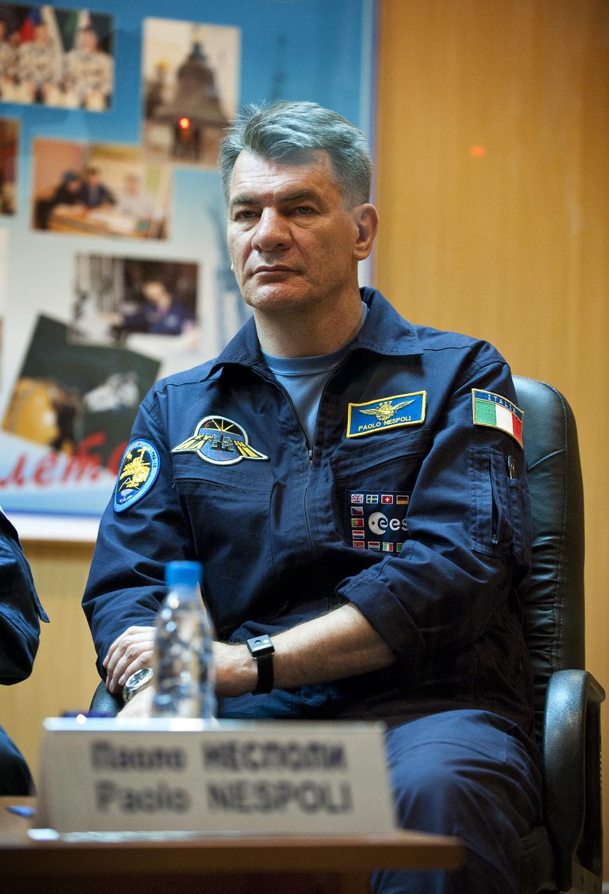 Expedition 24 European Space Agency back-up crew member Paolo Nespoli listens to a reporter’s question during a press conference held at the Cosmonaut Hotel in Baikonur, Kazakhstan on Monday, June 14, 2010. The launch of the Soyuz spacecraft with Expedition 24 NASA Flight Engineers Shannon Walker and Douglas Wheelock, and Soyuz Commander Fyodor Yurchikhin is scheduled for Wednesday, June 16, 2010 at 3:35 a.m. Kazakhstan time. Photo Credit: (NASA/Carla Cioffi)