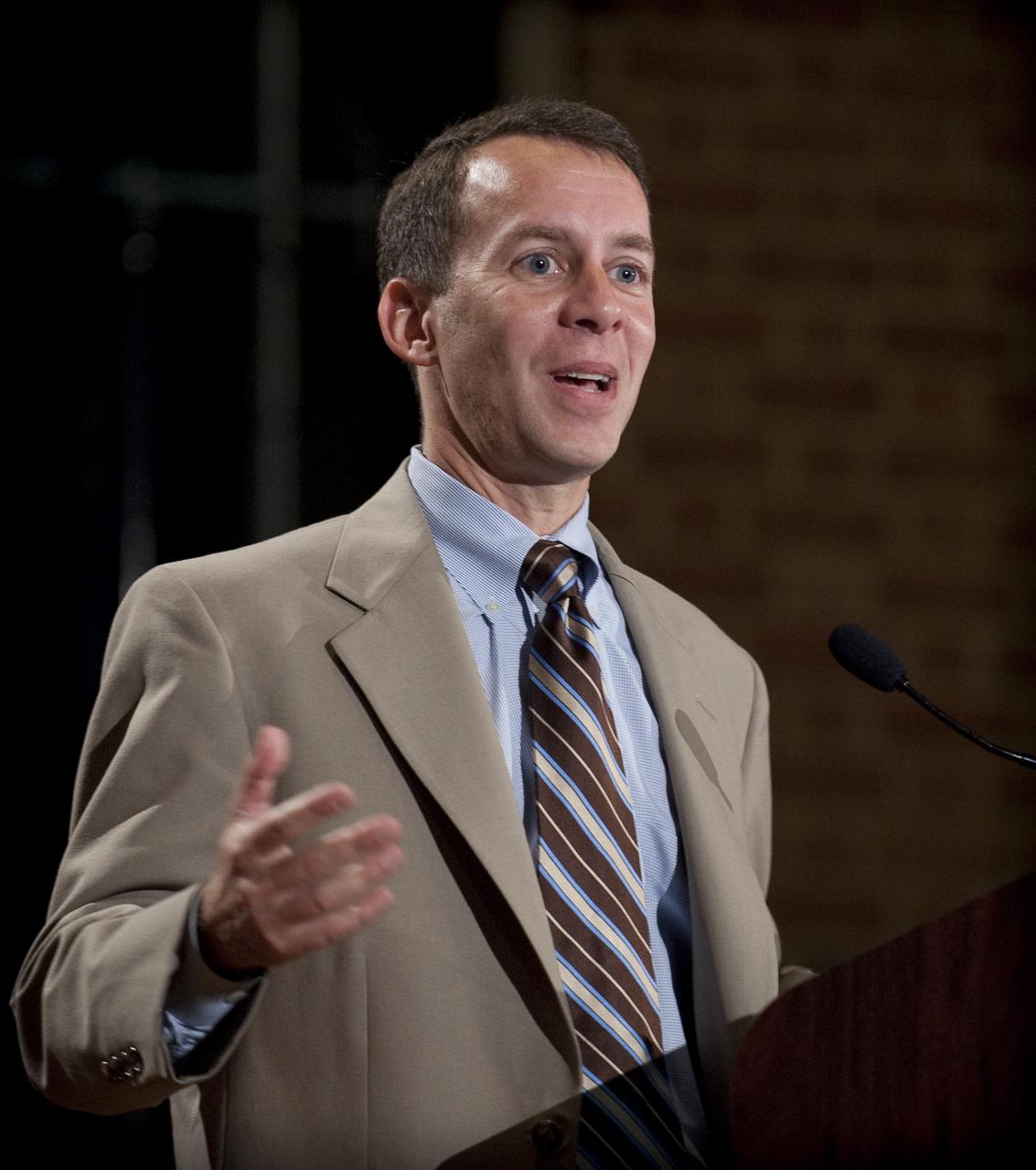 NASA Chief Technologist Bobby Braun speaks during the NASA New Space Technology Industry Forum being held at the University of Maryland in College Park on Tuesday, July 13, 2010.  During the two-day event, speakers are focusing on the president's fiscal year 2011 budget request for NASA's new Space Technology Program. Representatives from industry, academia and the federal government are in attendance to discuss strategy, development and implementation of NASA's proposed new technology-enabled exploration.  Photo Credit: (NASA/Bill Ingalls)
