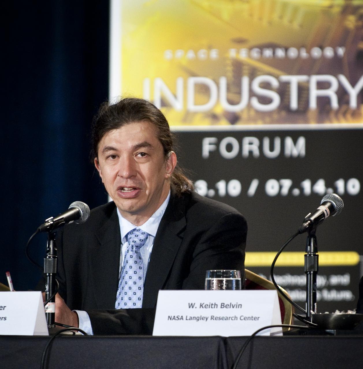 James Reuther, Director of Strategic Integration at NASA Headquarters, speaks during the NASA New Space Technology Industry Forum being held at the University of Maryland in College Park on Wednesday, July 14, 2010.  During the two-day event, speakers are focusing on the president's fiscal year 2011 budget request for NASA's new Space Technology Program. Representatives from industry, academia and the federal government are in attendance to discuss strategy, development and implementation of NASA's proposed new technology-enabled exploration.  Photo Credit: (NASA/Carla Cioffi)