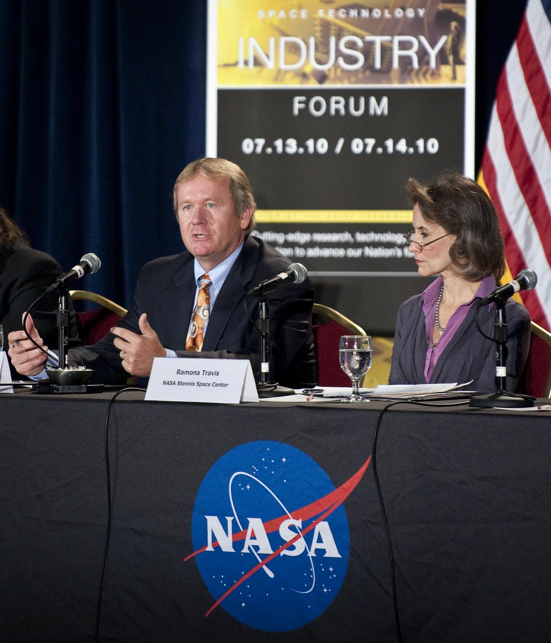 Keith Belvin, NASA Systems Engineer at NASA Langley Research Center, speaks during the NASA New Space Technology Industry Forum being held at the University of Maryland in College Park on Wednesday, July 14, 2010.  During the two-day event, speakers are focusing on the president's fiscal year 2011 budget request for NASA's new Space Technology Program. Representatives from industry, academia and the federal government are in attendance to discuss strategy, development and implementation of NASA's proposed new technology-enabled exploration.  Photo Credit: (NASA/Carla Cioffi)