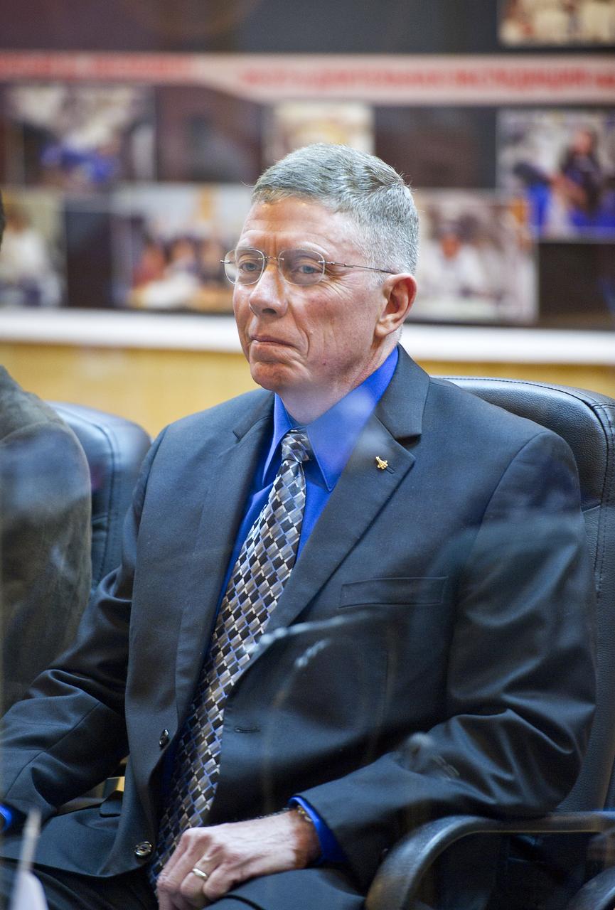 Michael Fossum, Expedition 26 back up crew member, is seen at the State Commission meeting held at the Cosmonaut Hotel in Baikonur, Kazakhstan on Tuesday, Dec. 14, 2010. Photo Credit: (NASA/Carla Cioffi)