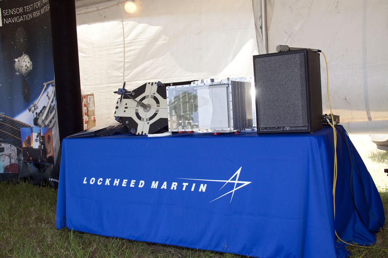 CAPE CANAVERAL, Fla. -- A model of the Sensor Test for Orion Relnav Risk Mitigation, or STORRM, is displayed at NASA's Kennedy Space Center in Florida. Seen here, is the International Space Station docking target and STORMM sensor enclosure assembly. A flight test of STORRM will be performed on STS-134 on the last on-orbit day of the mission, when space shuttle Endeavour will fly a dedicated maneuver to simulate an Orion rendezvous trajectory. Throughout the maneuver, two Orion sensors will collect visual- and laser-based relative navigation data. This will provide an unprecedented in-flight test opportunity for America's next-generation exploration spacecraft. STS-134 also will deliver the Express Logistics Carrier-3, Alpha Magnetic Spectrometer-2 (AMS), a high-pressure gas tank and additional spare parts for the Dextre robotic helper to the space station. Endeavour was scheduled to launch at 3:47 p.m. on April 29, but that attempt was scrubbed for at least 72 hours while engineers assess an issue associated with the shuttle's Auxiliary Power Unit 1. STS-134 will be the final spaceflight for Endeavour. For more information visit, www.nasa.gov_mission_pages_shuttle_shuttlemissions_sts134_index.html. Photo credit: NASA_Jack Pfaller