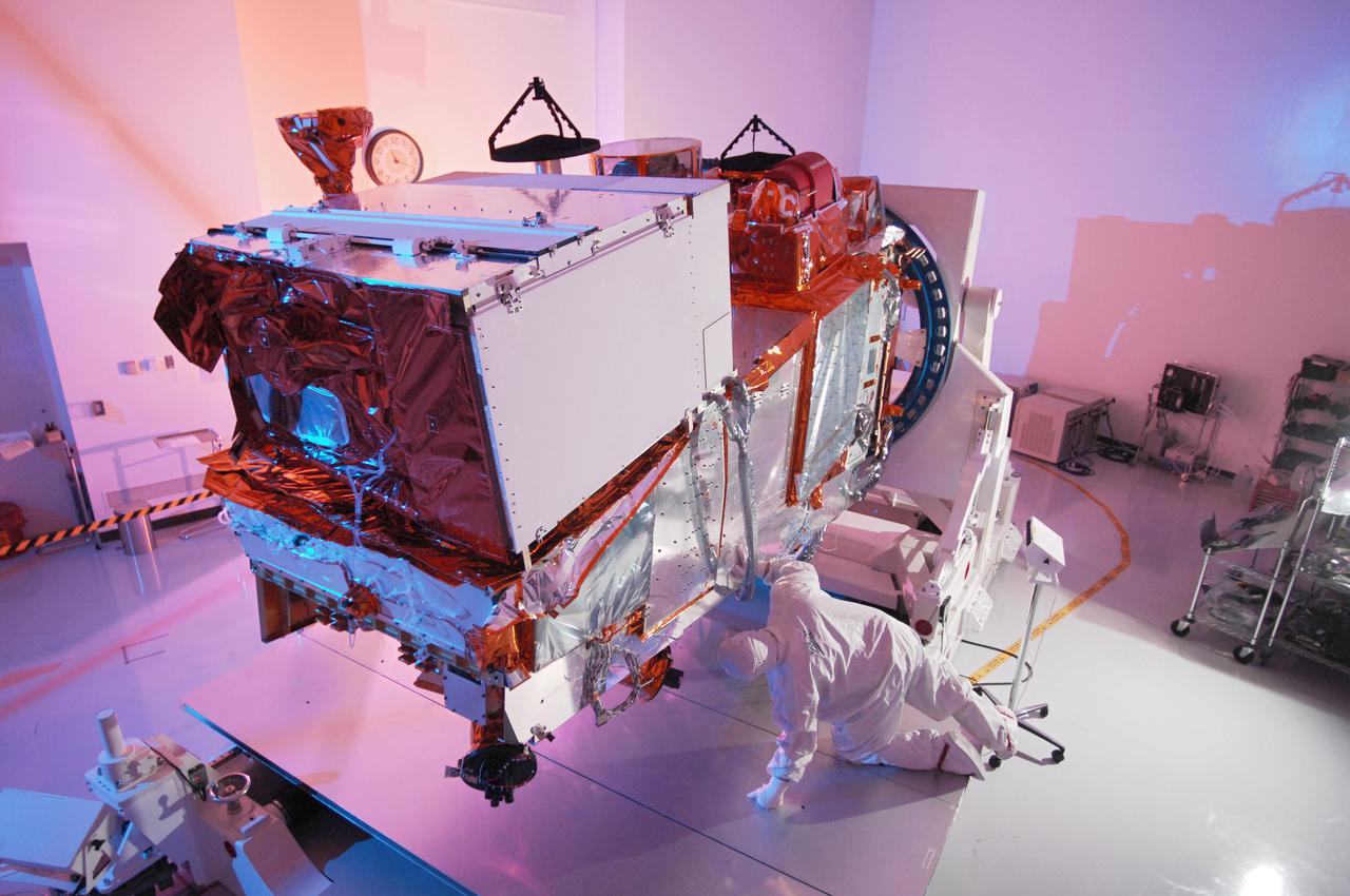 BALL AEROSPACE, Boulder, Colo. – In a cleanroom at Vandenberg Air Force Base in California, Ball Aerospace and Technologies Corp. technicians begin integration of the medium resolution Visible Infrared Imaging Radiometer Suite VIIRS into NASA’s National Polar-orbiting Operational Environmental Satellite System Preparatory Project NPP satellite. NPP is carrying five instruments on board, the biggest being VIIRS which will provide highly detailed imagery of clouds, vegetation, snow cover, dust storms, sea surface temperature and other environmental phenomena. A United Launch Alliance Delta II rocket will carry NPP into space.  NPP represents a critical first step in building the next-generation of Earth-observing satellites. NPP will carry the first of the new sensors developed for this satellite fleet, now known as the Joint Polar Satellite System JPSS to be launched in 2016. NPP is the bridge between NASA's Earth Observing System EOS satellites and the forthcoming series of JPSS satellites. The mission will test key technologies and instruments for the JPSS missions. NPP is targeted to launch Oct. 27. For more information, visit http:__www.nasa.gov_NPP. Photo credit: Ball Aerospace