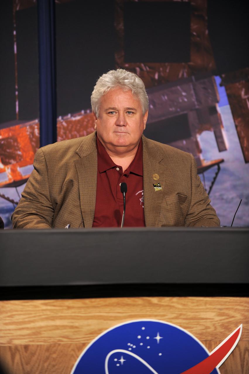 VANDENBERG AIR FORCE BASE, Calif. -- Garrett Skrobot, ELaNa mission manager, NASA Launch Services Program, Kennedy Space Center, Fla., participates in the prelaunch ELaNa briefing at Vandenberg Air Force Base, Calif.  The five small 'CubeSat' research payloads that will be carried aboard the Delta II rocket during the NPP launch are the third in a series of NASA Educational Launch of Nanosatellite missions, known as ELaNa missions.  Photo credit: NASA_VAFB