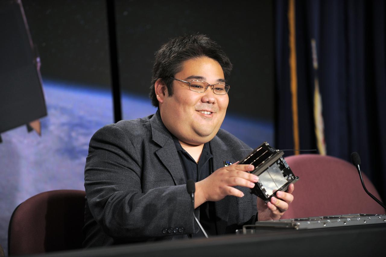 VANDENBERG AIR FORCE BASE, Calif. -- Roland Coelho, program lead, California Polytechnic State University, San Luis Obispo, Calif., participates in the prelaunch ELaNa briefing at Vandenberg Air Force Base, Calif.   The five small 'CubeSat' research payloads that will be carried aboard the Delta II rocket during the NPP launch are the third in a series of NASA Educational Launch of Nanosatellite missions, known as ELaNa missions.   Photo credit: NASA_VAFB