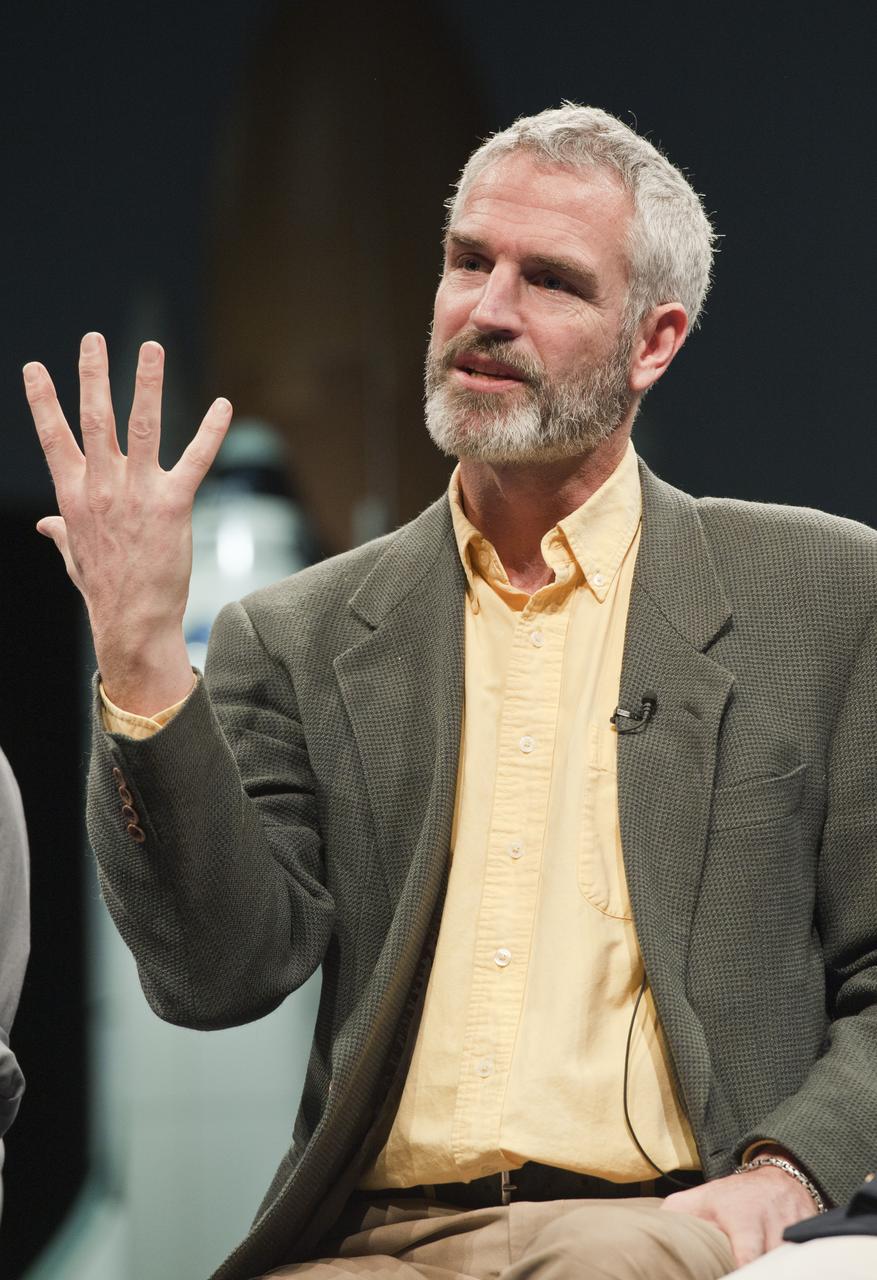 Dr. Jack Mustard, from Brown University, talks during a Mars Program Update where prominent scientists discussed evidence of water on Mars, current Program status, including the 7th Anniversary of the Mars rovers and the upcoming Mars Science Laboratory mission and previewing exciting discoveries to come, Thursday, Jan. 13, 2011, at the Smithsonian National Air and Space Museum in Washington.  Photo Credit: (NASA/Paul E. Alers)