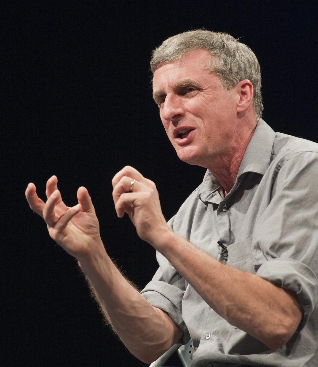 Dr. Steve Squyres, from Cornell University, talks during a Mars Program Update where prominent scientists discussed evidence of water on Mars, current Program status, including the 7th Anniversary of the Mars rovers and the upcoming Mars Science Laboratory mission and previewing exciting discoveries to come, Thursday, Jan. 13, 2011, at the Smithsonian National Air and Space Museum in Washington.  Photo Credit: (NASA/Paul E. Alers)