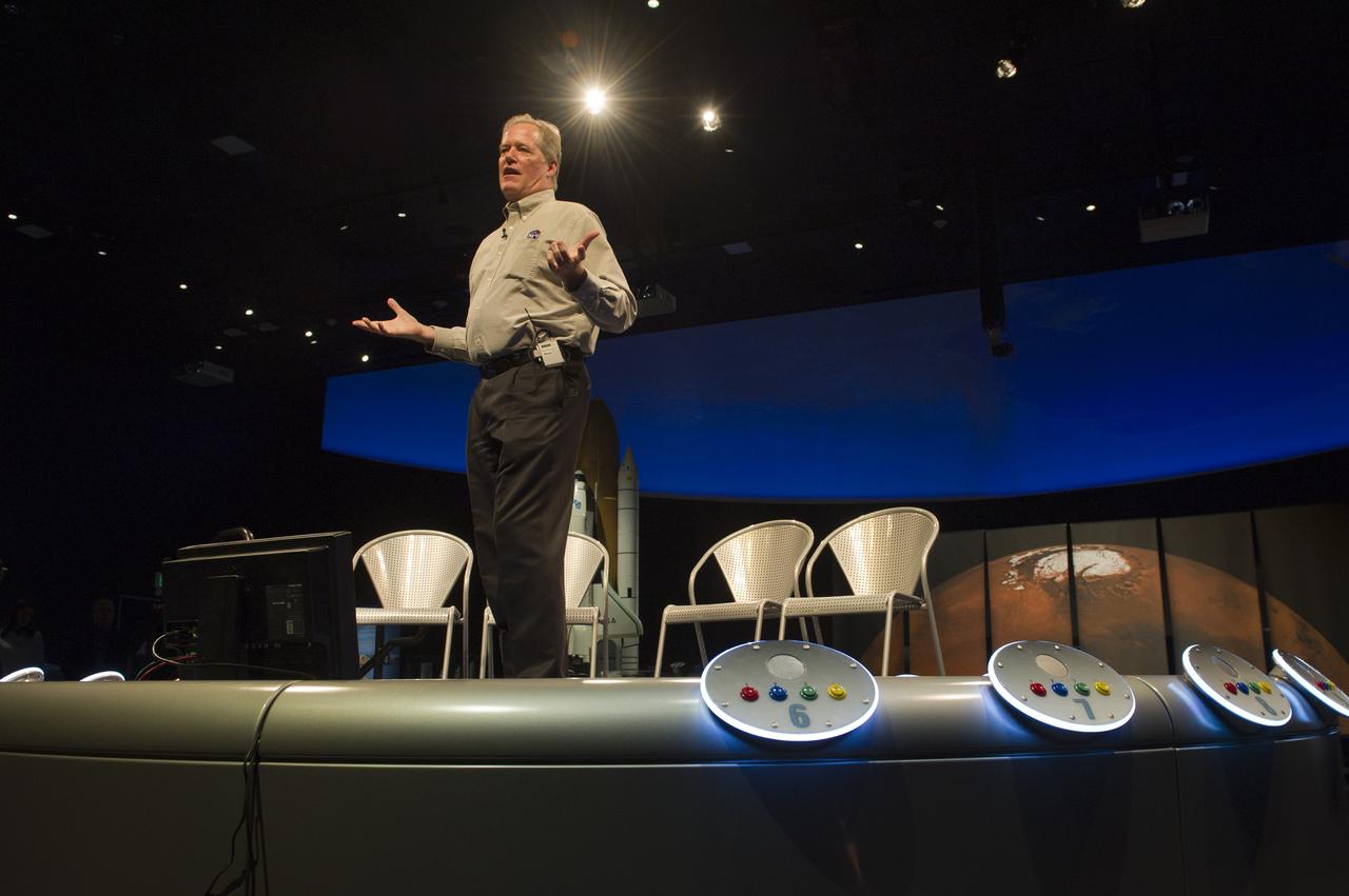Dr, Michael Meyer, NASA Mars lead scientist, talks during a Mars Program Update where prominent scientists discussed evidence of water on Mars, current Program status, including the 7th Anniversary of the Mars rovers and the upcoming Mars Science Laboratory mission and previewing exciting discoveries to come, Thursday, Jan. 13, 2011, at the Smithsonian National Air and Space Museum in Washington.  Photo Credit: (NASA/Paul E. Alers)