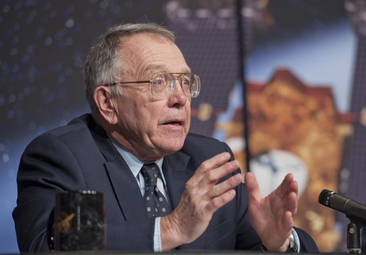 Joe Ververka, Stardust NExT Principal Investigator, from Cornell University, speaks during a news briefing, Wednesday, Jan. 19, 2011, at NASA Headquarters in Washington. On Feb. 14, 2011 NASA's Stardust-NExT (New Exploration of Tempel 1) mission will encounter Comet Tempel 1, providing a unique opportunity to measure the dust properties which will also provide a comparison between two observations of a single comet, Tempel 1, taken before and after a single orbital pass around the sun. Photo Credit: (NASA/Paul E. Alers)