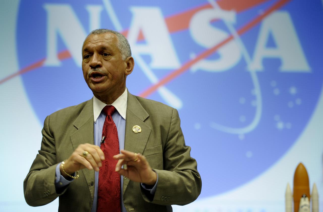 NASA Administrator Charles Bolden speaks to students from Albert Hill Middle School during a visit to the MathScience Innovation Center, Friday, Jan. 28, 2011, in Richmond, Va. During his talk, Bolden highlighted the importance of science, technology, engineering and math, or STEM, as he shared his life experiences with the students. Photo Credit (NASA/Paul E. Alers)